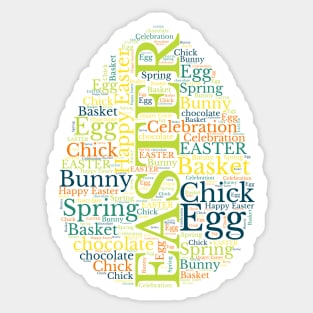 Colorful Words Easter Egg Shape Sticker